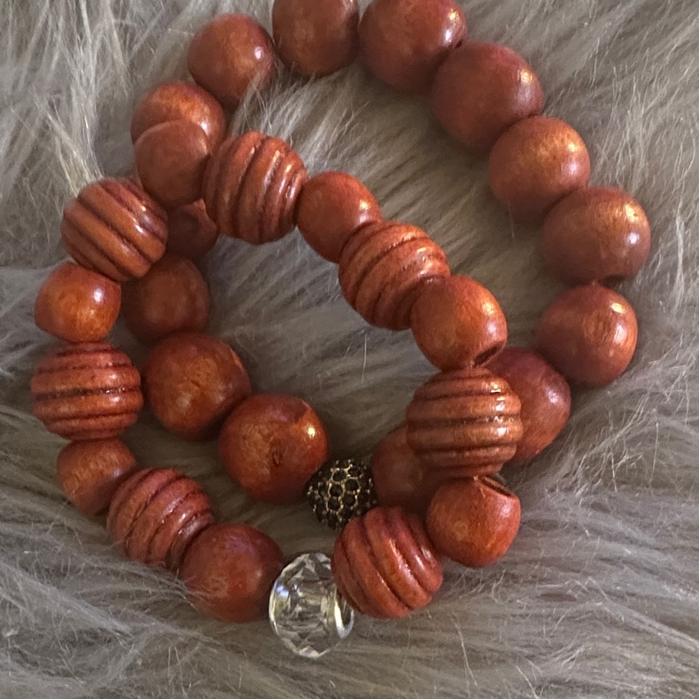 Elegant Wooden Bead Bracelet Set